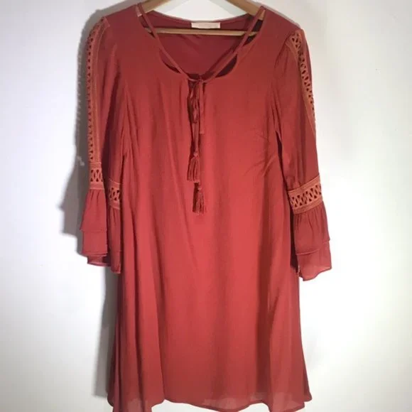 Boho Orange Shift Dress - Picture 7 of 8